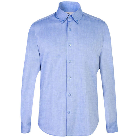 Saks Mavi Uzun Kol Slim Fit Dar Kesim Pamuk Gömlek