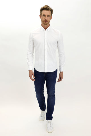  Beyaz Uzun Kol Slim Fit Dar Kesim Pamuk Gömlek