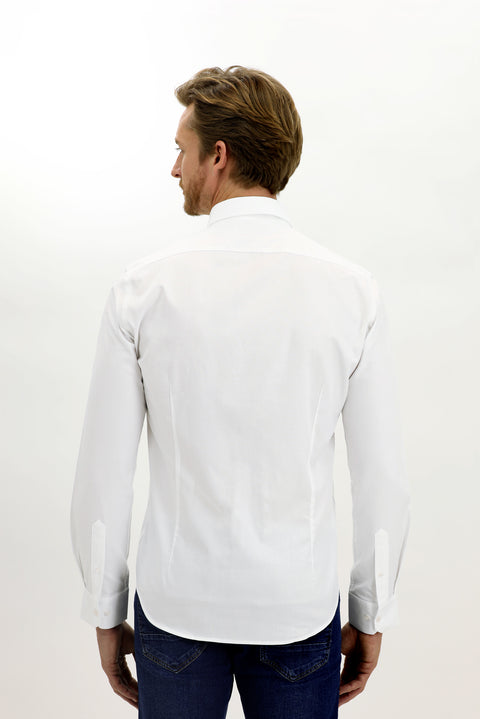 Beyaz Uzun Kol Slim Fit Dar Kesim Pamuk Gömlek