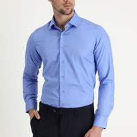 Koyu Mavi  Uzun Kol Non Iron Slim Fit Dar Kesim Gömlek
