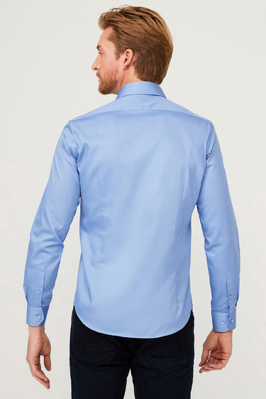 Koyu Mavi  Uzun Kol Non Iron Slim Fit Dar Kesim Gömlek