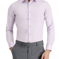 Lila Uzun Kol Slim Fit Dar Kesim Non Iron Saten Pamuklu Gömlek