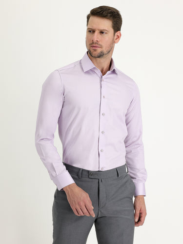  Lila Uzun Kol Non Iron Slim Fit Dar Kesim Gömlek