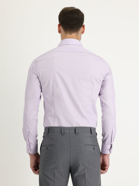 Lila Uzun Kol Slim Fit Dar Kesim Non Iron Saten Pamuklu Gömlek