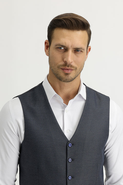 Koyu Antrasit Klasik Yelek