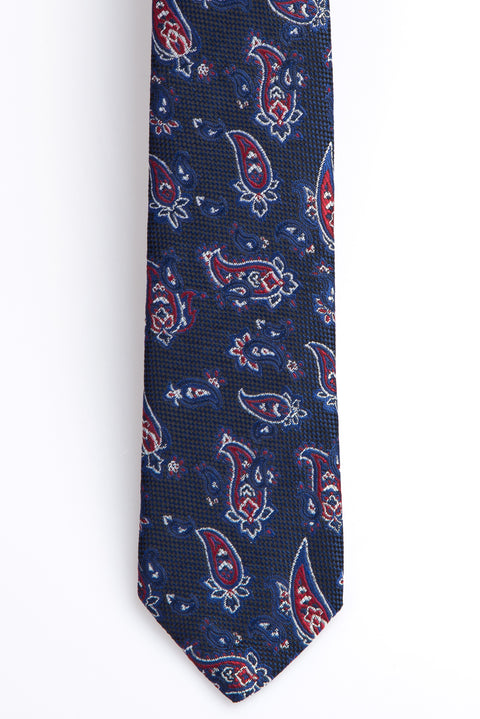 Koyu Lacivert Desenli Kravat