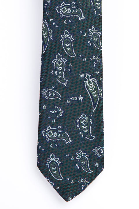 Koyu Yeşil Desenli Kravat