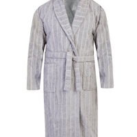 Orta Gri Şal Yaka Jakarlı Pamuk Bornoz