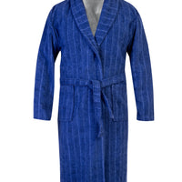 Orta Lacivert Şal Yaka Jakarlı Pamuk Bornoz