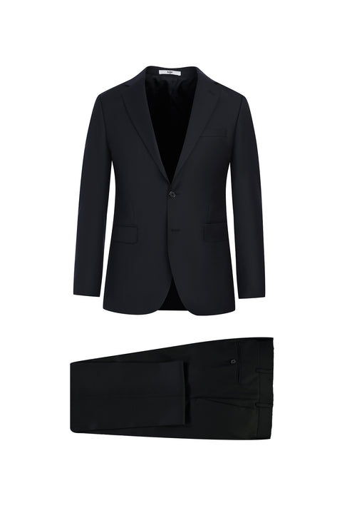 Siyah 7 Drop Slim Fit Dar Kesim Yünlü Takım Elbise