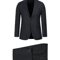 Koyu Füme Slim Fit Dar Kesim Yünlü Takım Elbise