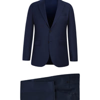 Orta Lacivert Slim Fit Dar Kesim Yünlü Takım Elbise