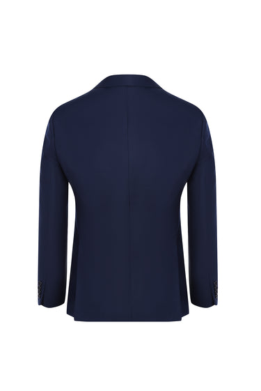 Orta Lacivert Slim Fit Dar Kesim Yünlü Takım Elbise
