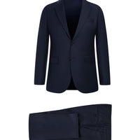 Koyu Lacivert Slim Fit Dar Kesim Yünlü Takım Elbise