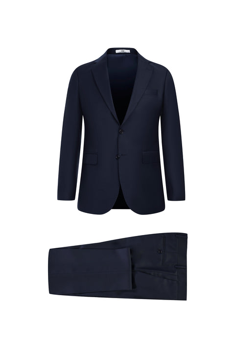 Koyu Lacivert 7 Drop Slim Fit Dar Kesim Yünlü Takım Elbise