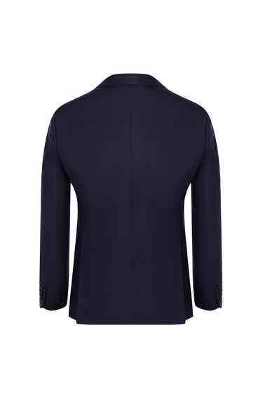 Koyu Lacivert Slim Fit Dar Kesim Yünlü Takım Elbise