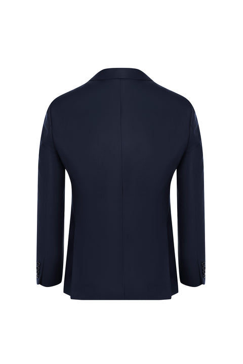 Koyu Lacivert 7 Drop Slim Fit Dar Kesim Yünlü Takım Elbise