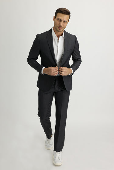 Orta Füme Slim Fit Dar Kesim Klasik Takım Elbise