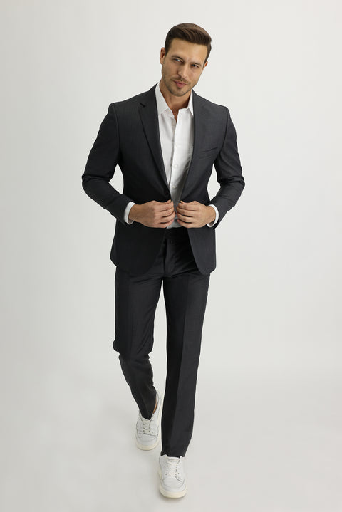 Orta Füme 7 Drop Slim Fit Dar Kesim Takım Elbise