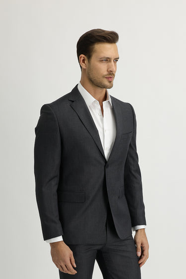 Orta Füme Slim Fit Dar Kesim Klasik Takım Elbise