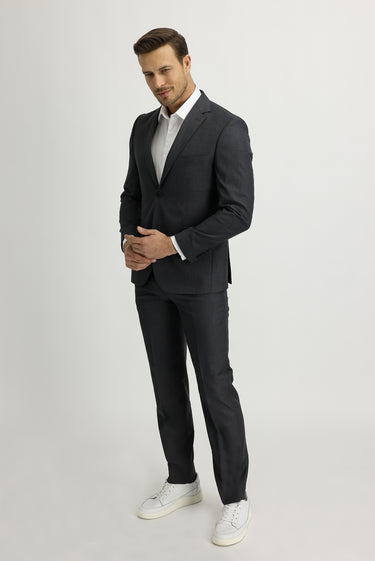 Orta Füme Slim Fit Dar Kesim Klasik Takım Elbise