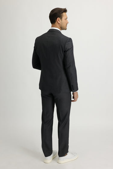 Orta Füme Slim Fit Dar Kesim Klasik Takım Elbise