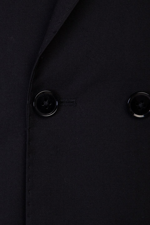 Siyah 7 Drop Slim Fit Dar Kesim Kruvaze Takım Elbise