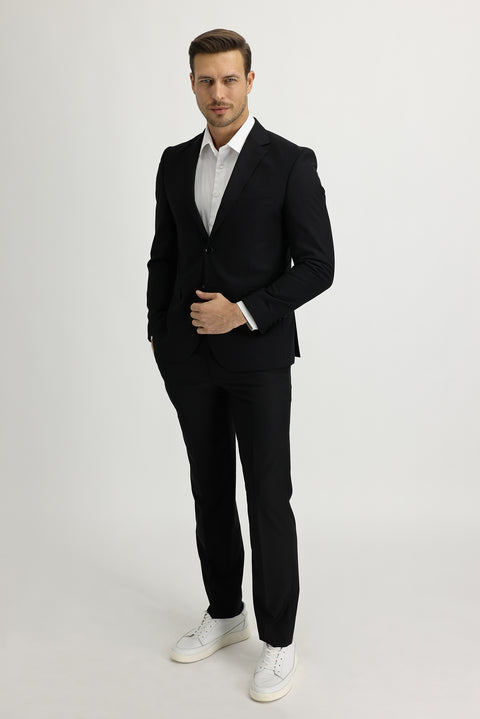 Black 4-Drop Relaxed Fit Suit