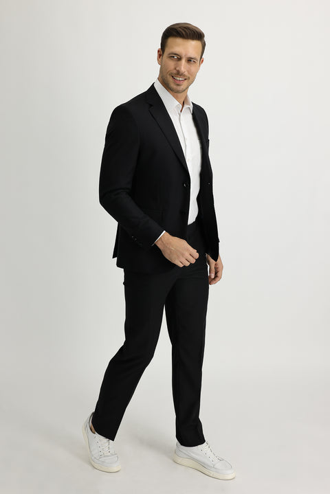 Black 4-Drop Relaxed Fit Suit