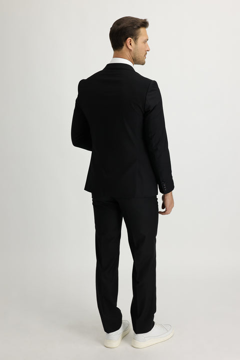 Black 4-Drop Relaxed Fit Suit