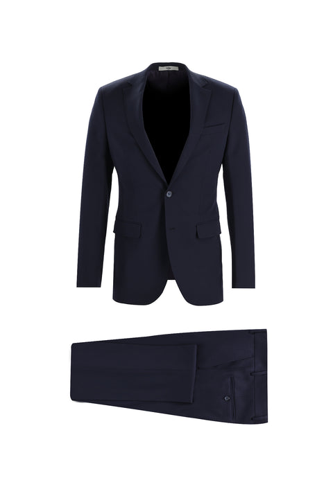 Koyu Lacivert 8 Drop Long Slim Fit Uzun Dar Kesim Takım Elbise