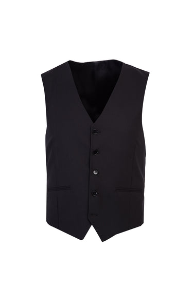 Siyah Relaxed Fit Rahat Kesim Klasik Yelekli Takım Elbise