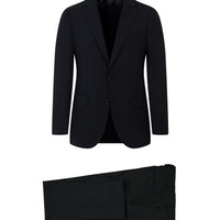 Siyah 4 Drop Relaxed Fit Rahat Kesim Yünlü Takım Elbise