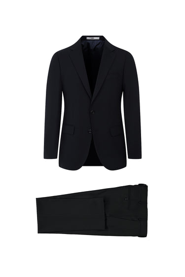 Siyah Relaxed Fit Rahat Kesim Yünlü Klasik Takım Elbise