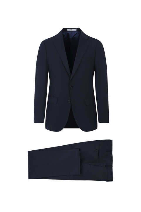 Siyah Lacivert 6 Drop Regular Fit Standart Kesim Yünlü Takım Elbise