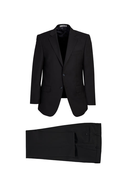 Siyah 7 Drop Slim Fit Dar Kesim Yünlü Takım Elbise