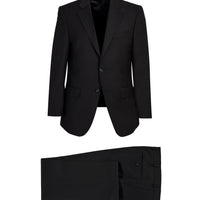 Siyah 4 Drop Relaxed Fit Rahat Kesim Yünlü Takım Elbise