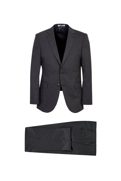 Koyu Füme 4 Drop Relaxed Fit Rahat Kesim Yünlü Takım Elbise