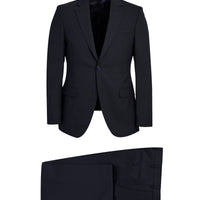 Siyah Lacivert 7 Drop Slim Fit Dar Kesim Yünlü Takım Elbise