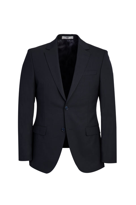 Black and Navy Blue 4-Drop Relaxed Fit Wool Suit