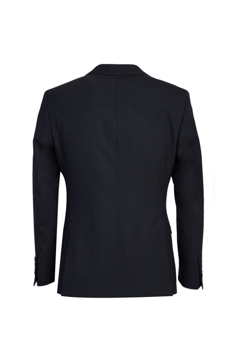 Black and Navy Blue 4-Drop Relaxed Fit Wool Suit