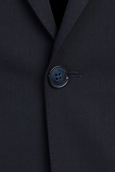 Black and Navy Blue 4-Drop Relaxed Fit Wool Suit