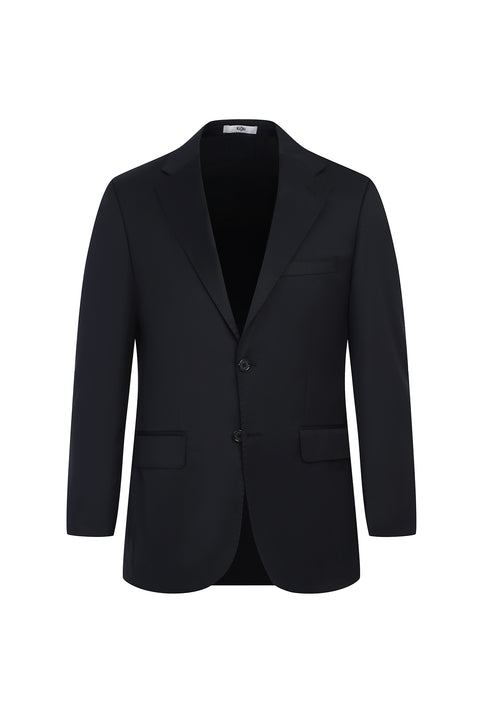 Siyah 4 Drop Relaxed Fit Rahat Kesim Yünlü Takım Elbise