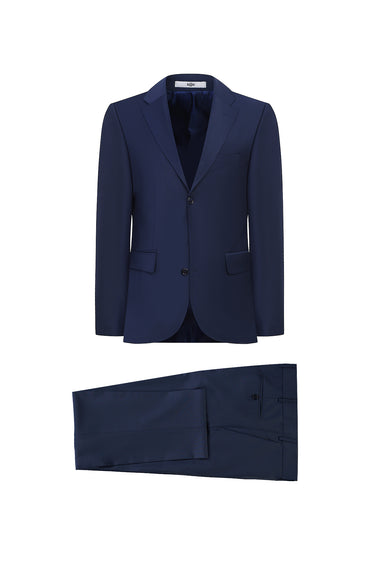 Koyu Lacivert 4 Drop Relaxed Fit Rahat Kesim Yünlü Takım Elbise