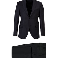 Siyah Slim Fit Dar Kesim Yünlü Takım Elbise