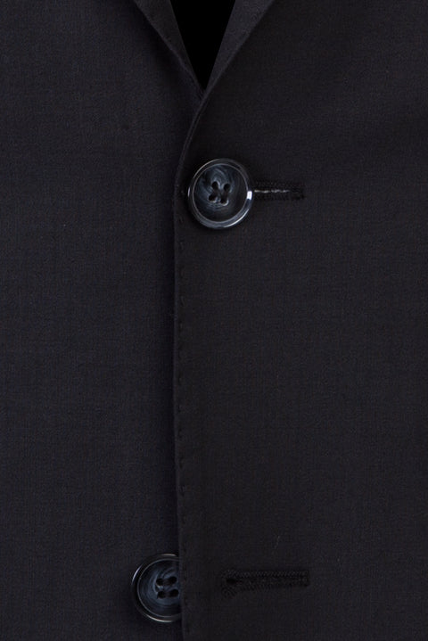 Siyah 7 Drop Slim Fit Dar Kesim Yünlü Takım Elbise