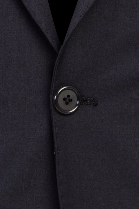 Siyah Lacivert 7 Drop Slim Fit Dar Kesim Yünlü Takım Elbise