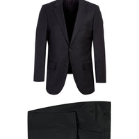 Siyah Slim Fit Dar Kesim Yünlü Klasik Takım Elbise