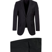 Black 4-Drop Relaxed Fit Wool Suit