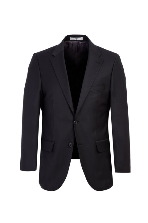 Siyah 6 Drop Regular Fit Standart Kesim Yünlü Takım Elbise